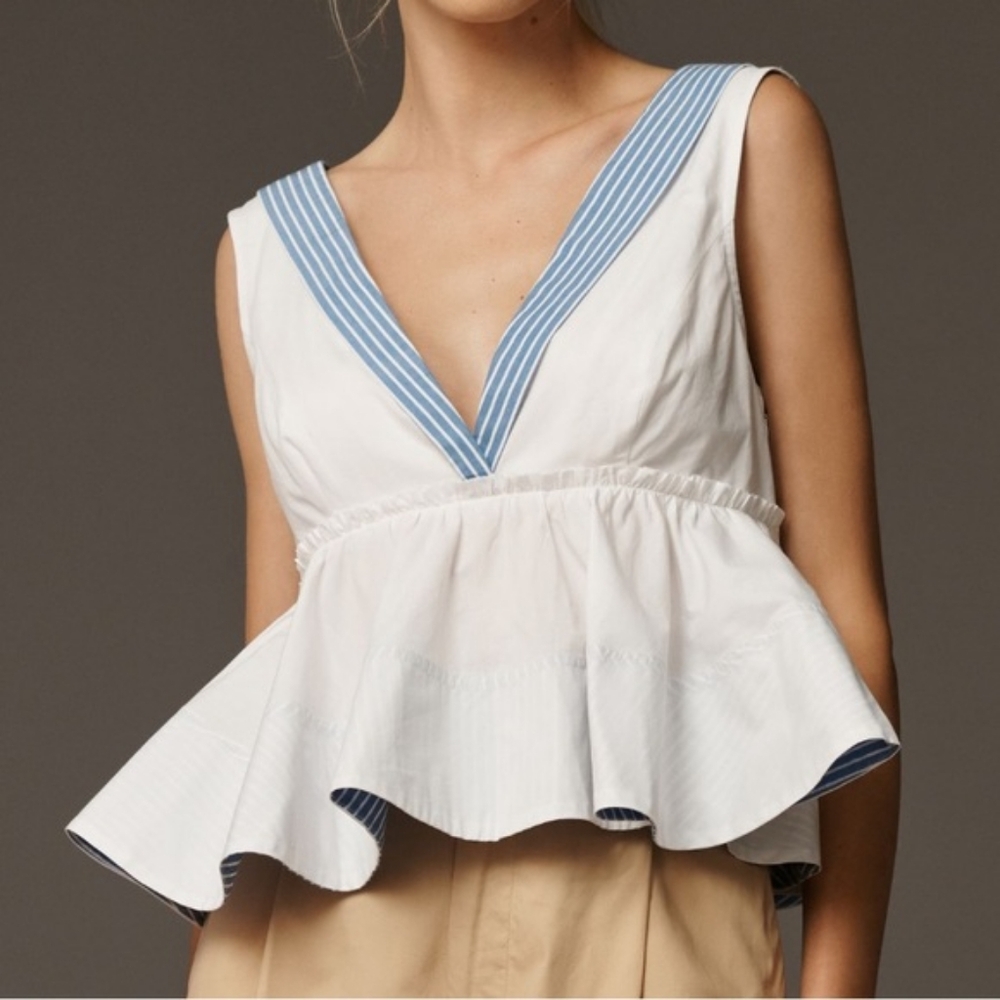 💖💖 Anthropologie Maeve Sleeveless V-Neck
Babydoll Blouse Size XL